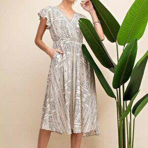 Kori America Patterned Beige Dress